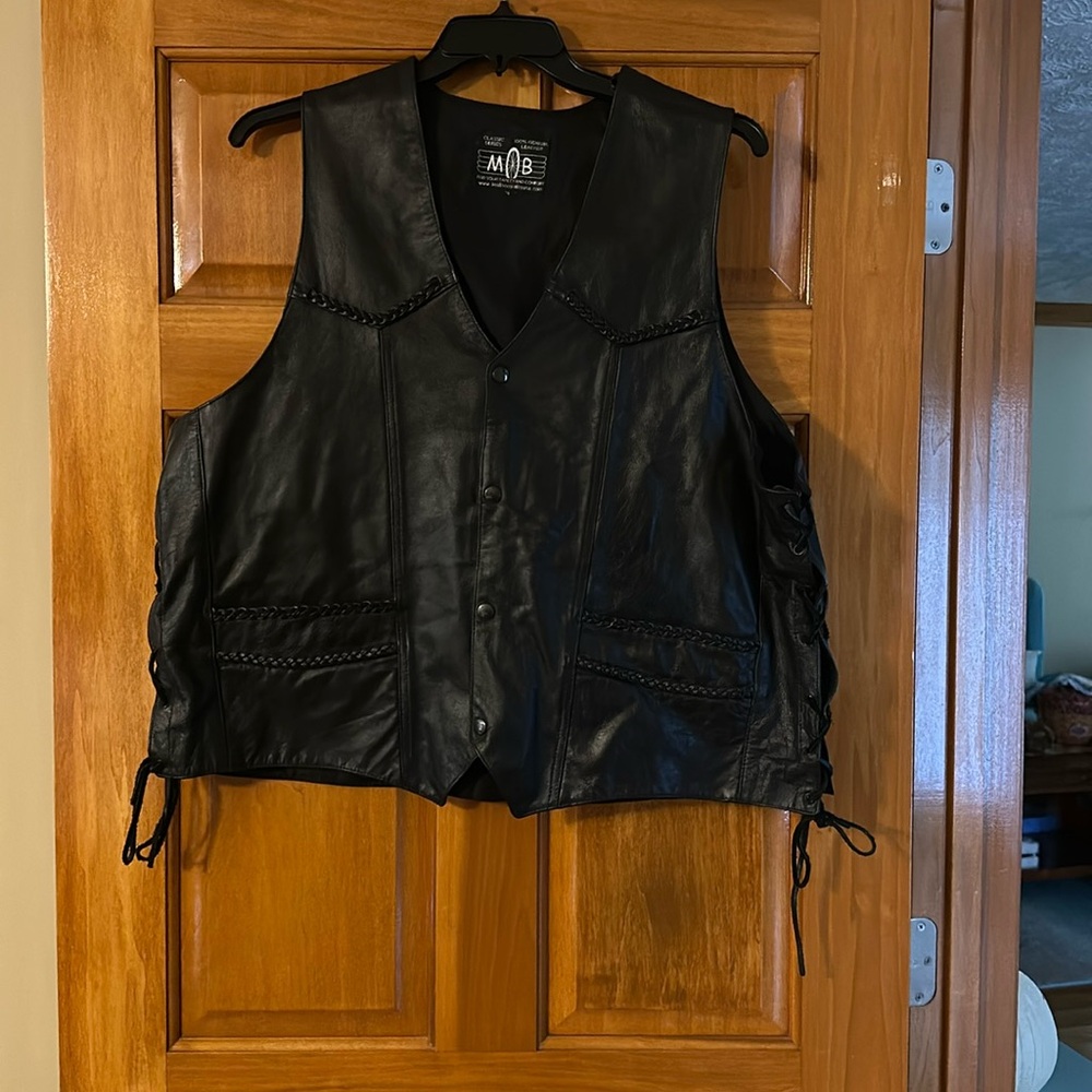 Black leather vest